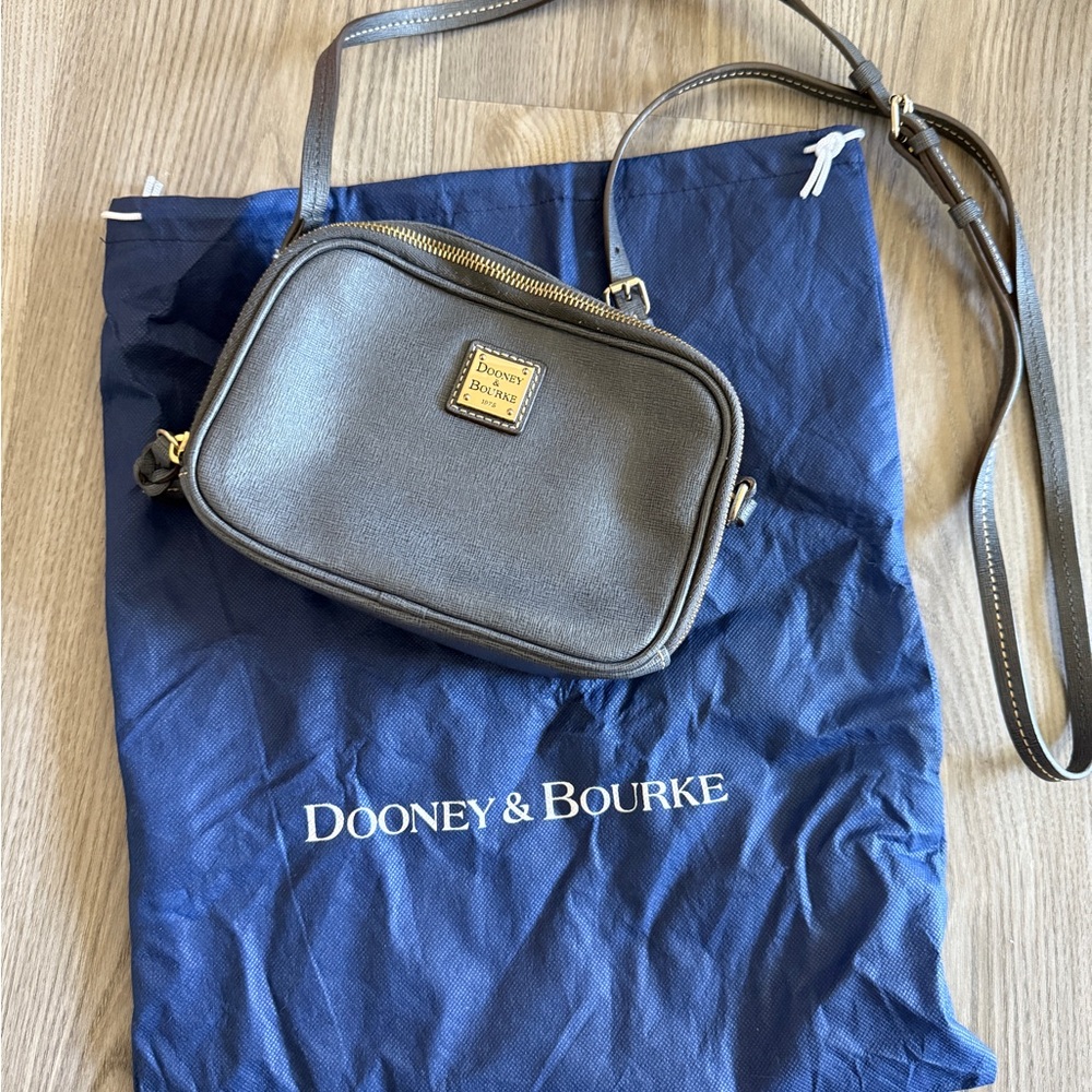Dooney & Bourke dark grey/blueish Saffiano crossbody leather bag
